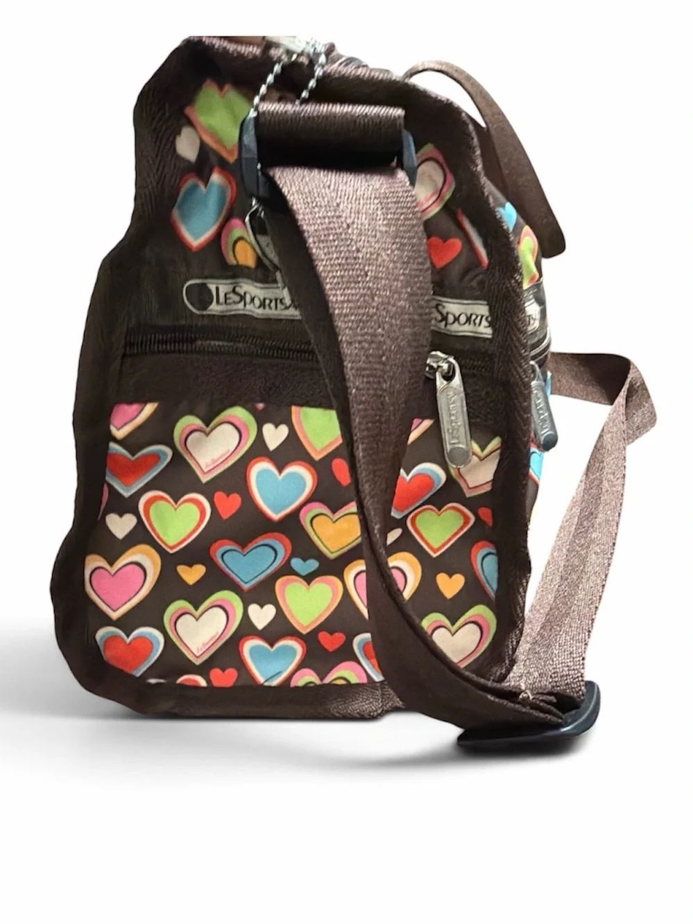 LeSportsac USA Rainbow Hearts Nylon Satchel Crossbody Bag